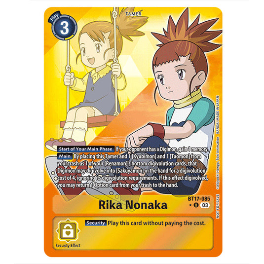 Rika Nonaka BT17-085b card from the Digimon set Secret Crisis