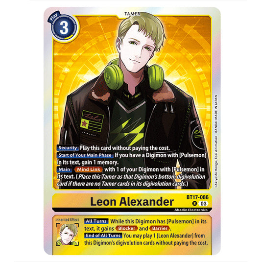 Leon Alexander BT17-086a card from the Digimon set Secret Crisis