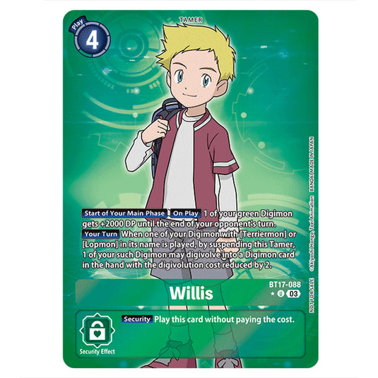 Willis BT17-088b card from the Digimon set Secret Crisis