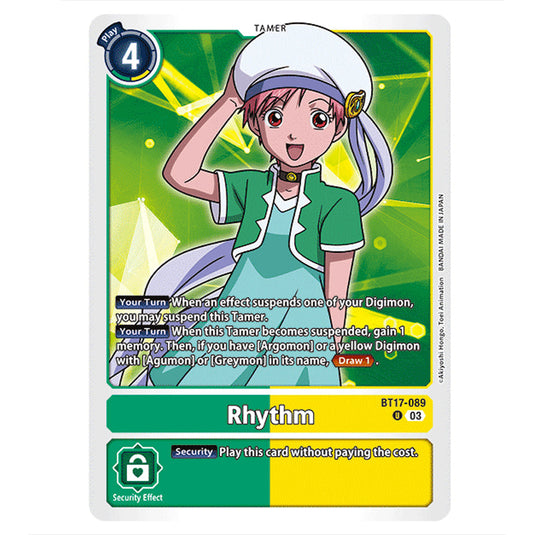 Rhythm BT17-089a card from the Digimon set Secret Crisis