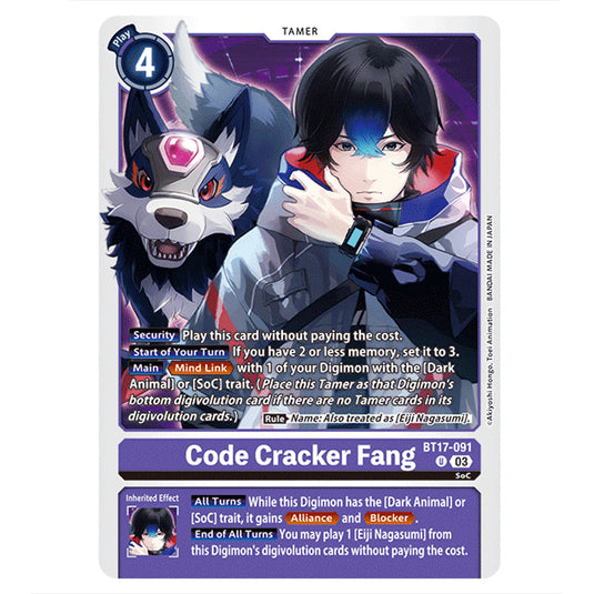 Code Cracker Fang BT17-091 card from the Digimon set Secret Crisis