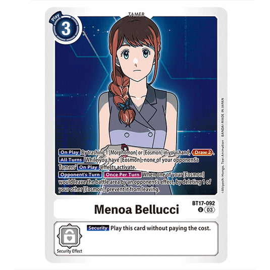 Menoa Bellucci BT17-092a card from the Digimon set Secret Crisis