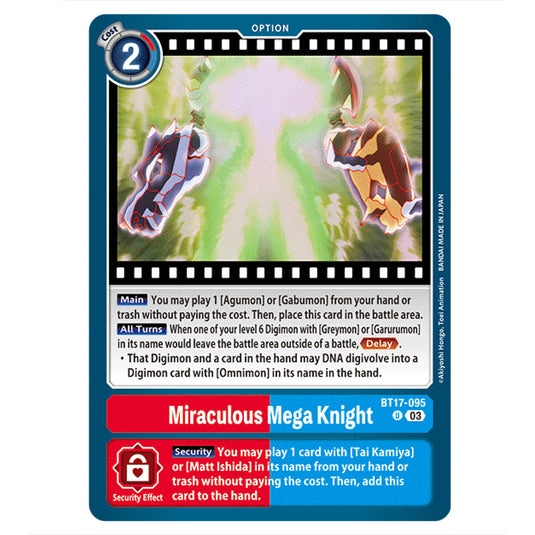 Miraculous Mega Knight BT17-095 card from the Digimon set Secret Crisis