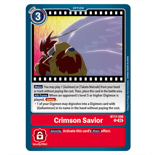 Crimson Savior BT17-096 card from the Digimon set Secret Crisis