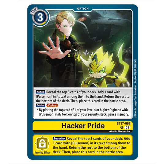 Hacker Pride BT17-098 card from the Digimon set Secret Crisis