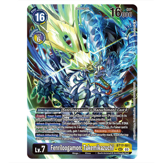 Fenriloogamon: Takemikazuchi BT17-101b card from the Digimon set Secret Crisis