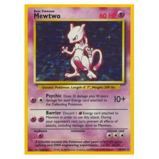 Pokemon - Base Set - Mewtwo - 10/102 (Light Played Unlimited English)