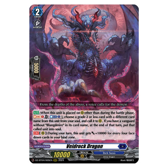 Veidrock Dragon DZ-BT04/005EN card from the Cardfight!! Vanguard set Destined Showdown