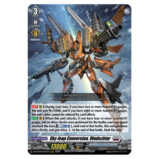 Sky-leap Conversion, Vindschtar DZ-BT04/007EN card from the Cardfight!! Vanguard set Destined Showdown