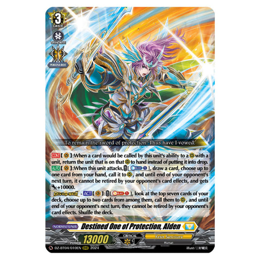 Destined One of Protection, Alden DZ-BT04/010EN card from the Cardfight!! Vanguard set Destined Showdown