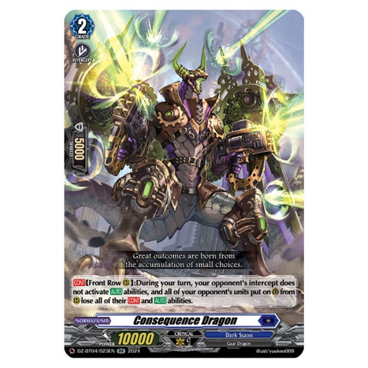 Consequence Dragon DZ-BT04/023EN card from the Cardfight!! Vanguard set Destined Showdown