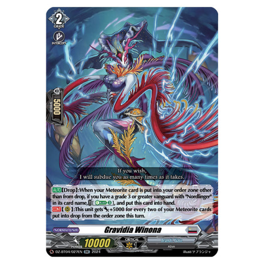 Gravidia Winona DZ-BT04/027EN card from the Cardfight!! Vanguard set Destined Showdown