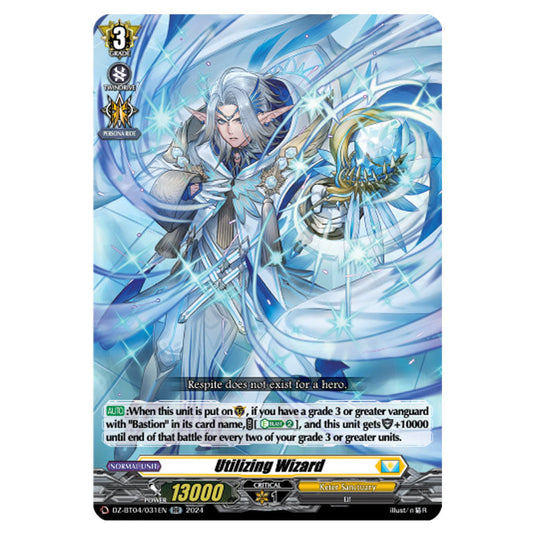 Utilizing Wizard DZ-BT04/031EN card from the Cardfight!! Vanguard set Destined Showdown