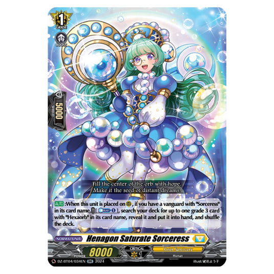 Henagon Saturate Sorceress DZ-BT04/034EN card from the Cardfight!! Vanguard set Destined Showdown