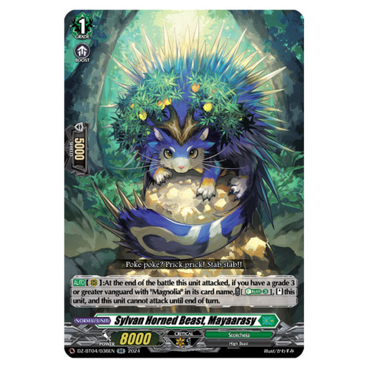 Sylvan Horned Beast, Mayaarasy DZ-BT04/036EN card from the Cardfight!! Vanguard set Destined Showdown