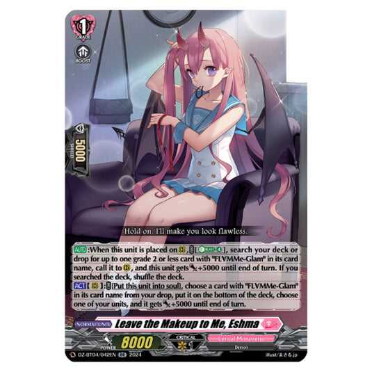 Leave the Makeup to Me, Eshma DZ-BT04/042EN card from the Cardfight!! Vanguard set Destined Showdown