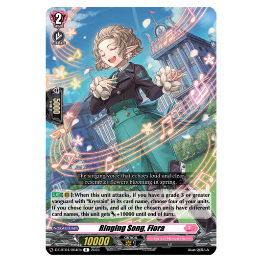 Ringing Song, Fiora DZ-BT04/064EN card from the Cardfight!! Vanguard set Destined Showdown