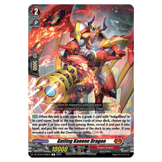 Gatling Kanone Dragon DZ-BT04/068EN card from the Cardfight!! Vanguard set Destined Showdown