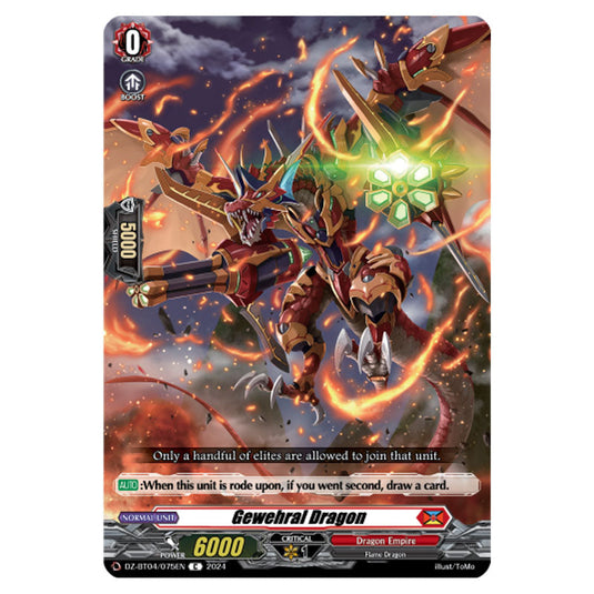 Gewehral Dragon DZ-BT04/075EN card from the Cardfight!! Vanguard set Destined Showdown