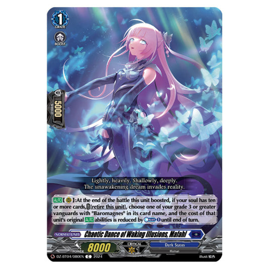 Chaotic Dance of Waking Illusions, Mafahl DZ-BT04/080EN card from the Cardfight!! Vanguard set Destined Showdown