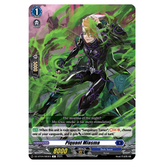 Piquant Miasma DZ-BT04/083EN card from the Cardfight!! Vanguard set Destined Showdown