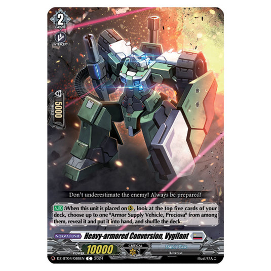 Heavy-armored Conversion, Vygilant DZ-BT04/086EN card from the Cardfight!! Vanguard set Destined Showdown