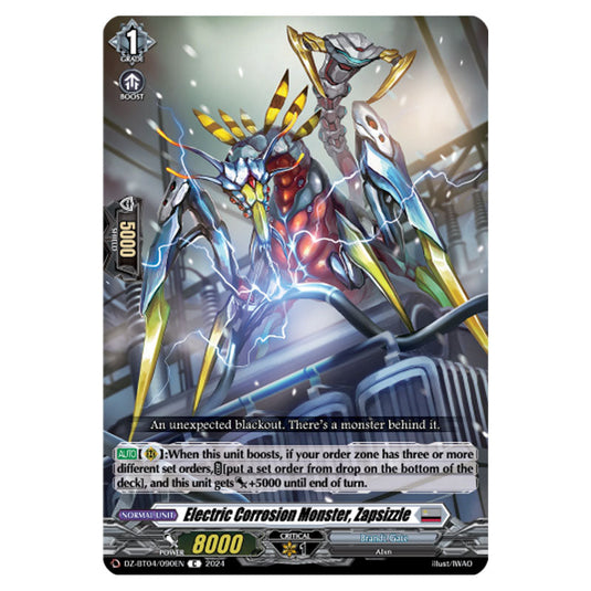 Electric Corrosion Monster, Zapsizzle DZ-BT04/090EN card from the Cardfight!! Vanguard set Destined Showdown