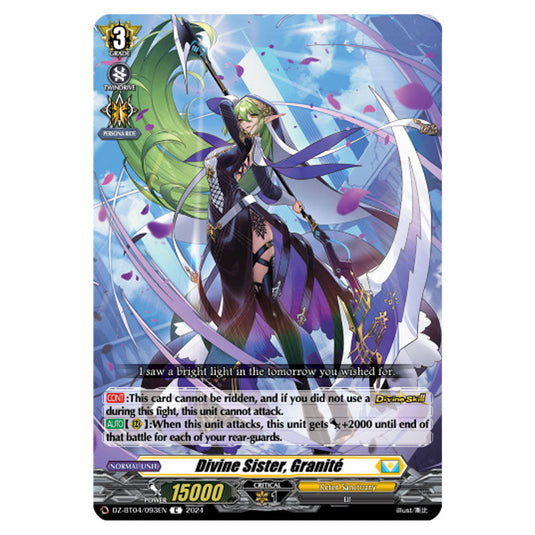 Divine Sister, Granité DZ-BT04/093EN card from the Cardfight!! Vanguard set Destined Showdown