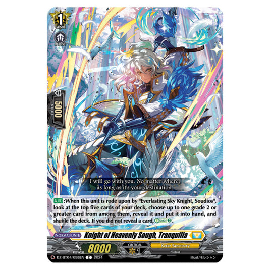 Knight of Heavenly Sough, Tranquilia DZ-BT04/098EN card from the Cardfight!! Vanguard set Destined Showdown