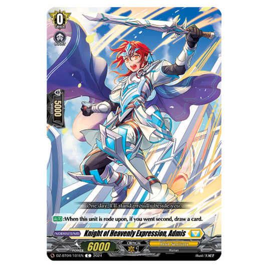 Knight of Heavenly Expression, Admis DZ-BT04/101EN card from the Cardfight!! Vanguard set Destined Showdown