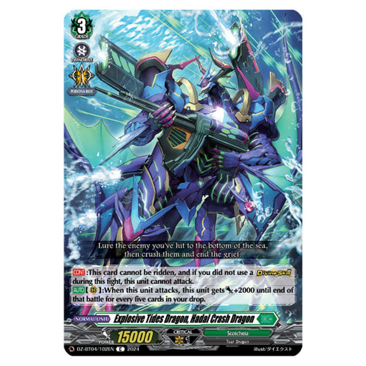 Explosive Tides Dragon, Hadal Crash Dragon DZ-BT04/102EN card from the Cardfight!! Vanguard set Destined Showdown