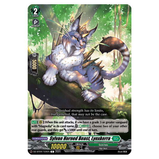 Sylvan Horned Beast, Lynxkerra DZ-BT04/104EN card from the Cardfight!! Vanguard set Destined Showdown