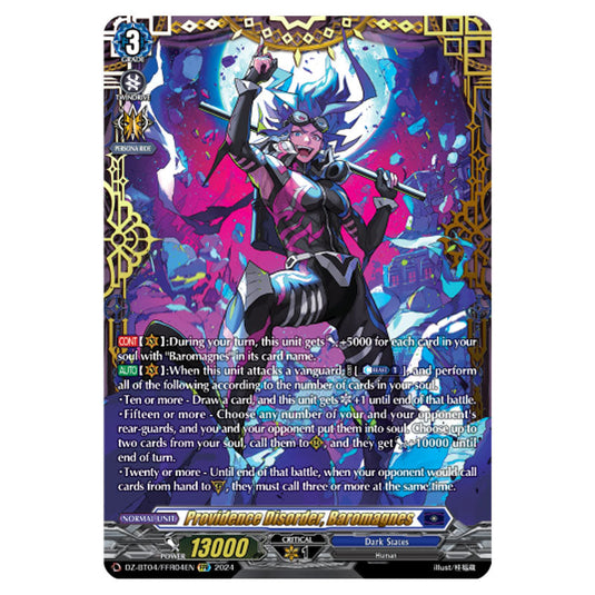 Providence Disorder, Baromagnes DZ-BT04/FFR04EN card from the Cardfight!! Vanguard set Destined Showdown