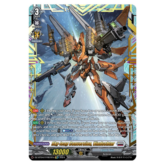 Sky-leap Conversion, Vindschtar DZ-BT04/FFR07EN card from the Cardfight!! Vanguard set Destined Showdown