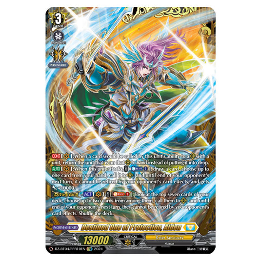 Destined One of Protection, Alden DZ-BT04/FFR10EN card from the Cardfight!! Vanguard set Destined Showdown