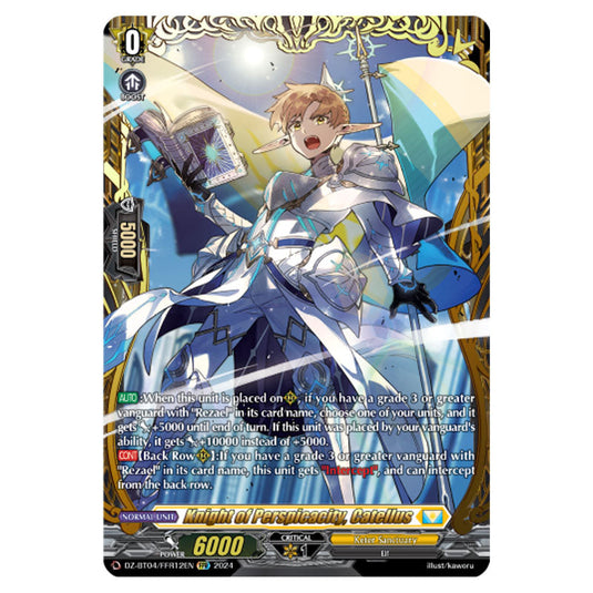 Knight of Perspicacity, Catellus DZ-BT04/FFR12EN card from the Cardfight!! Vanguard set Destined Showdown