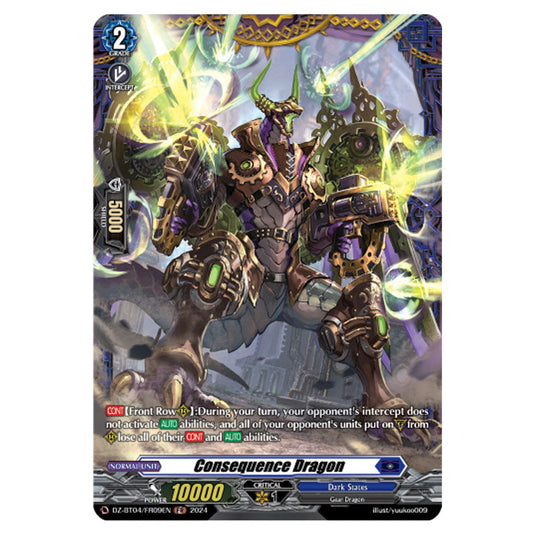 Consequence Dragon DZ-BT04/FR09EN card from the Cardfight!! Vanguard set Destined Showdown