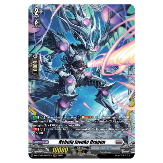 Nebula Invoke Dragon DZ-BT04/FR19EN card from the Cardfight!! Vanguard set Destined Showdown