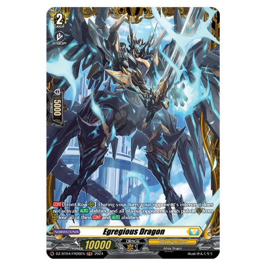 Egregious Dragon DZ-BT04/FR26EN card from the Cardfight!! Vanguard set Destined Showdown