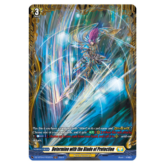 Determine with the Blade of Protection DZ-BT04/FR32EN card from the Cardfight!! Vanguard set Destined Showdown