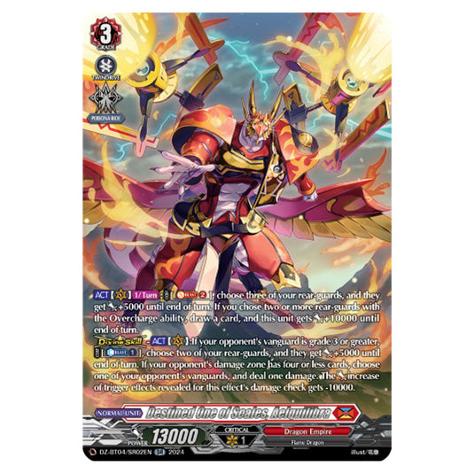 Destined One of Scales, Aelquilibra DZ-BT04/SR02EN card from the Cardfight!! Vanguard set Destined Showdown