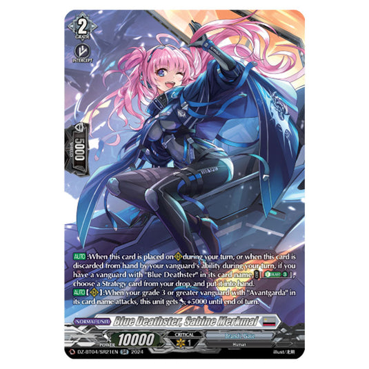 Blue Deathster, Sabine Merkmal DZ-BT04/SR21EN card from the Cardfight!! Vanguard set Destined Showdown