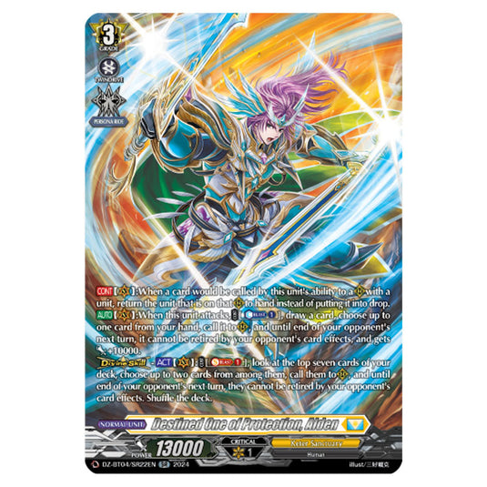 Destined One of Protection, Alden DZ-BT04/SR22EN card from the Cardfight!! Vanguard set Destined Showdown