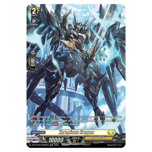 Egregious Dragon DZ-BT04/SR26EN card from the Cardfight!! Vanguard set Destined Showdown