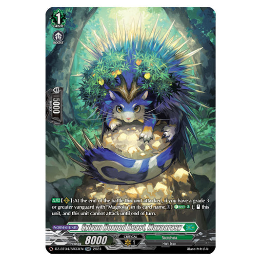 Sylvan Horned Beast, Mayaarasy DZ-BT04/SR33EN card from the Cardfight!! Vanguard set Destined Showdown