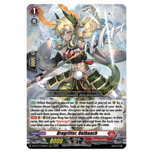 Dragritter, Uathaach DZ-BT14/004EN card from the Cardfight!! Vanguard set Envoys of the Crimson Moon
