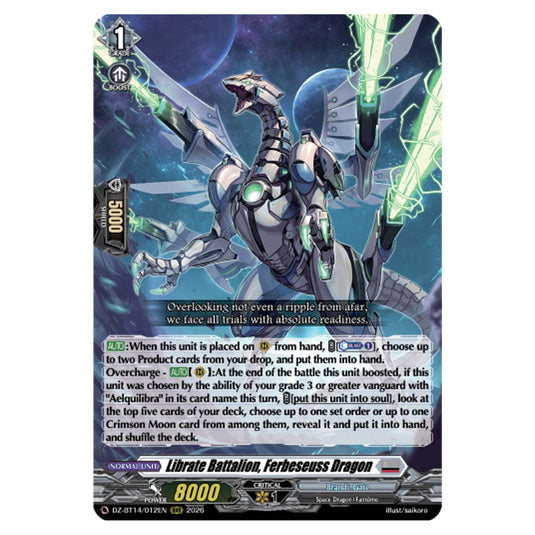Librate Battalion, Ferbeseuss Dragon DZ-BT14/012EN card from the Cardfight!! Vanguard set Envoys of the Crimson Moon