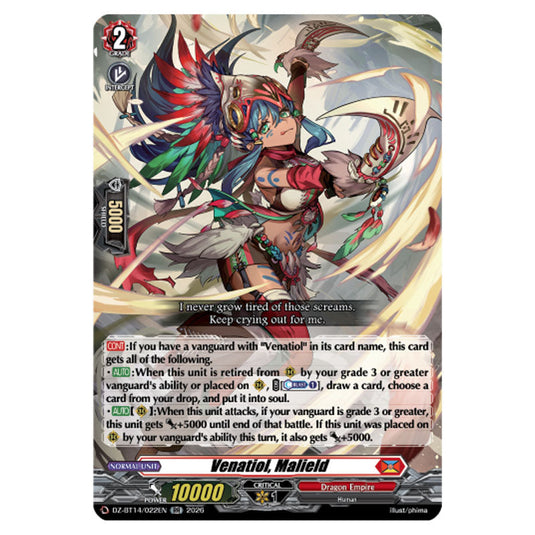 Venatiol, Malield DZ-BT14/022EN card from the Cardfight!! Vanguard set Envoys of the Crimson Moon