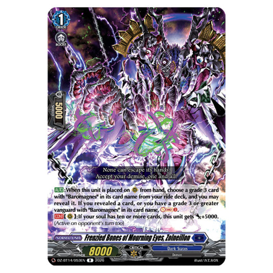 Frenzied Bones of Mourning Eyes, Zolneillon DZ-BT14/053EN card from the Cardfight!! Vanguard set Envoys of the Crimson Moon