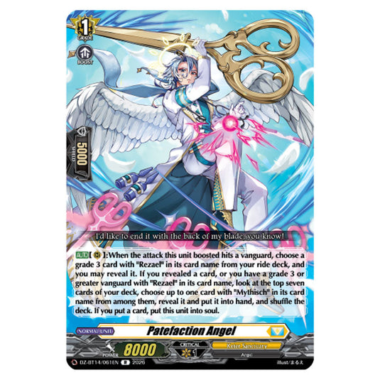 Patefaction Angel DZ-BT14/061EN card from the Cardfight!! Vanguard set Envoys of the Crimson Moon
